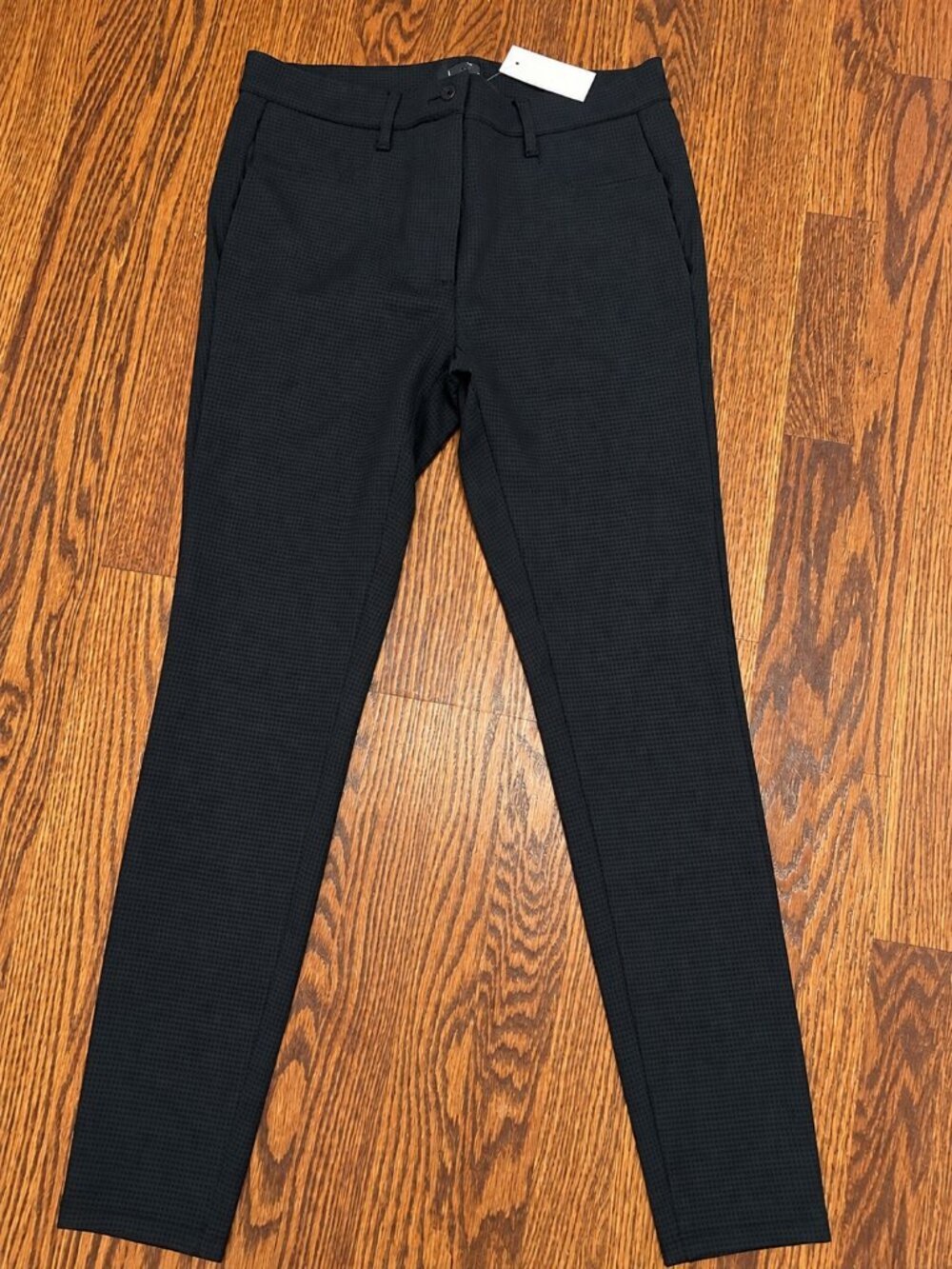 LOFT Black & Gray Waffle Check Pattern Slim Pants Size 6 NWT
